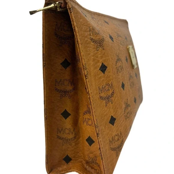MCM Brown Clutch Bag Monogrammed Leather